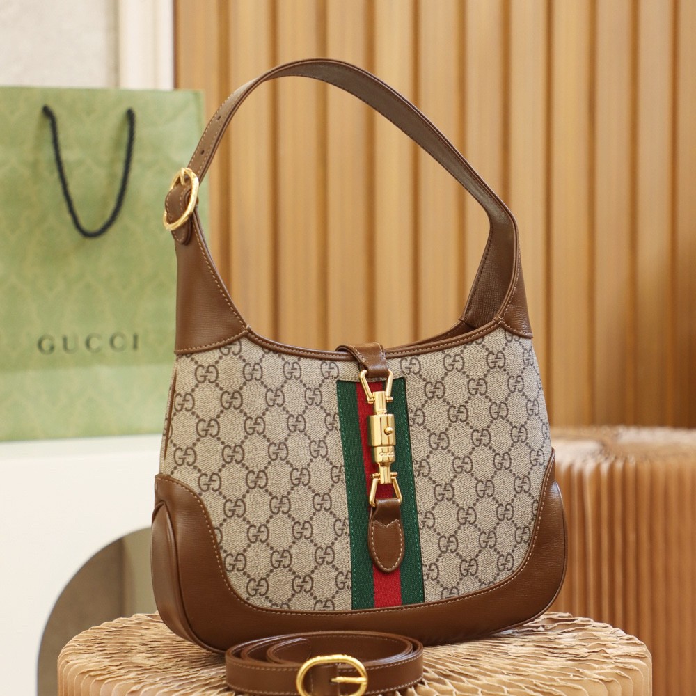 Gucci Jackie 1961 Small Webbing trimmed Coatedcanvas And Leather Shoulder Bag