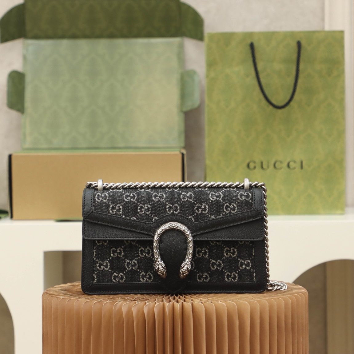 Gucci Dionysus Denim 25 Shoulder Bag Black Gucci Dionysus Denim 25 Shoulder Bag Black