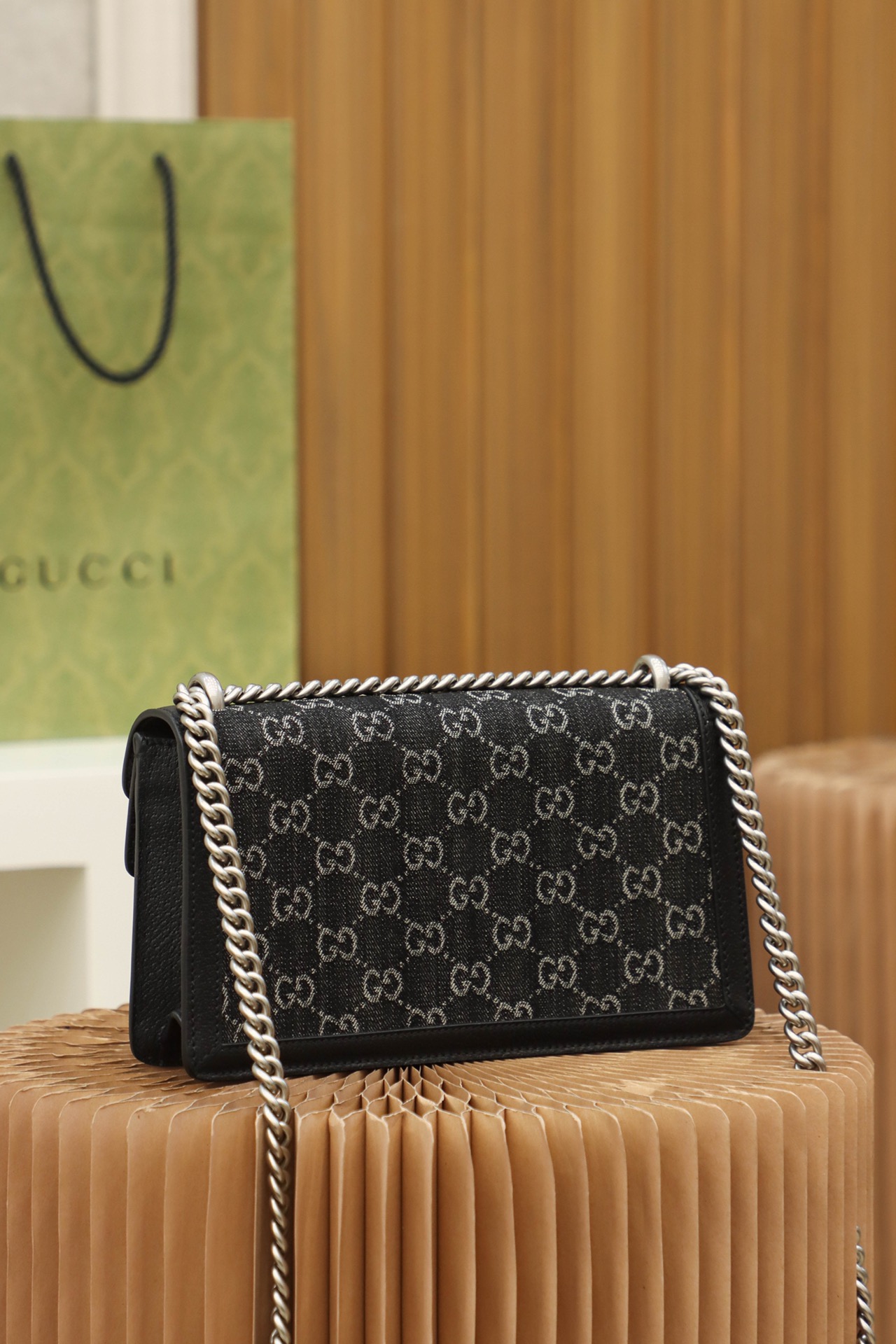 Gucci Dionysus Denim 25 Shoulder Bag Black Gucci Dionysus Denim 25 Shoulder Bag Black