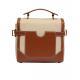 Balmain Ecru canvas B-Buzz 23 bag with brown leather panels
