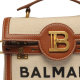 Balmain Ecru canvas B-Buzz 23 bag with brown leather panels