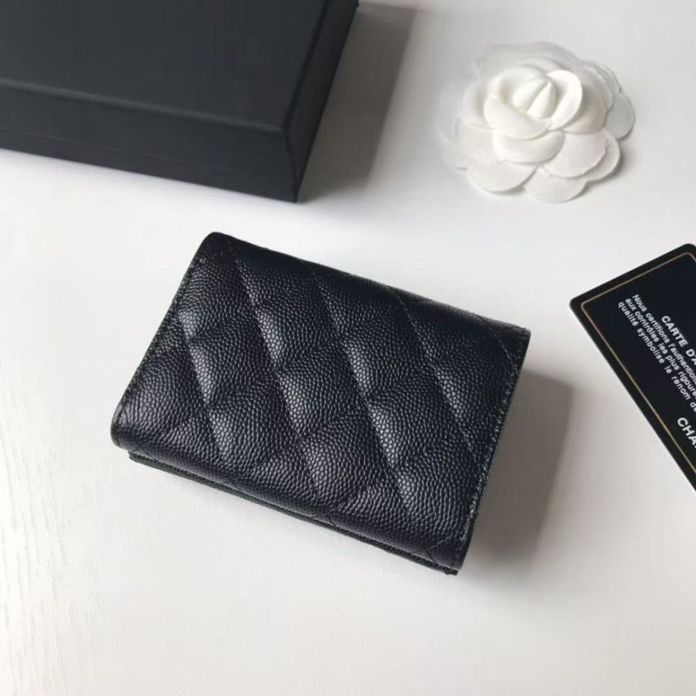 Chanel Caviar Quilted CompactFlap Wallet Black