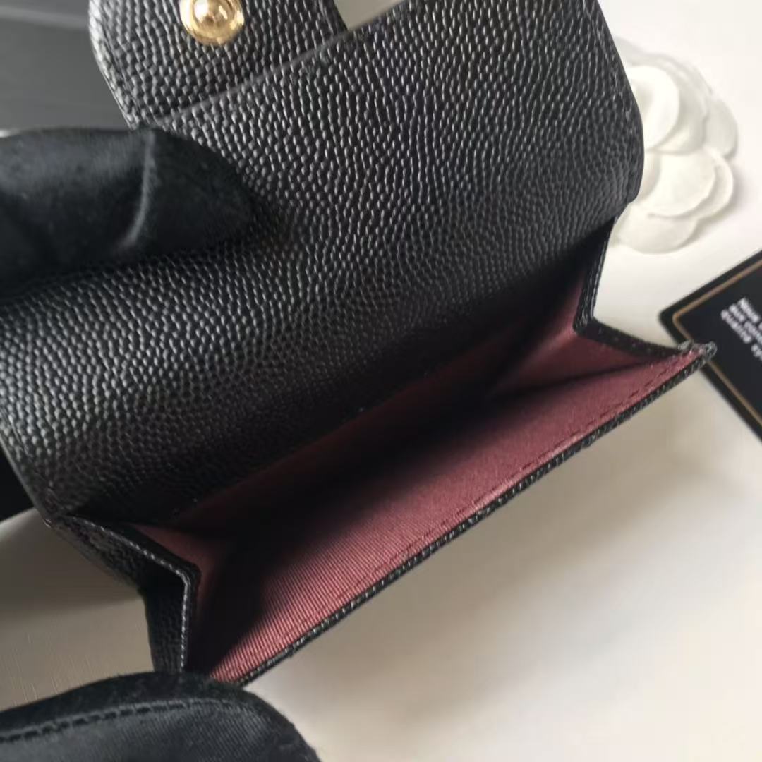 Chanel Caviar Quilted CompactFlap Wallet Black