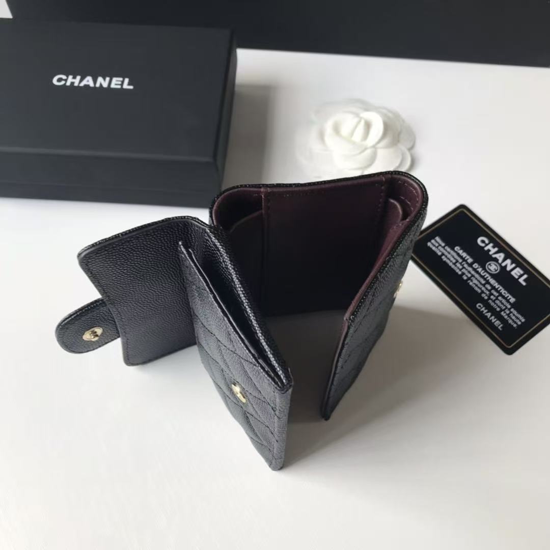 Chanel Caviar Quilted CompactFlap Wallet Black