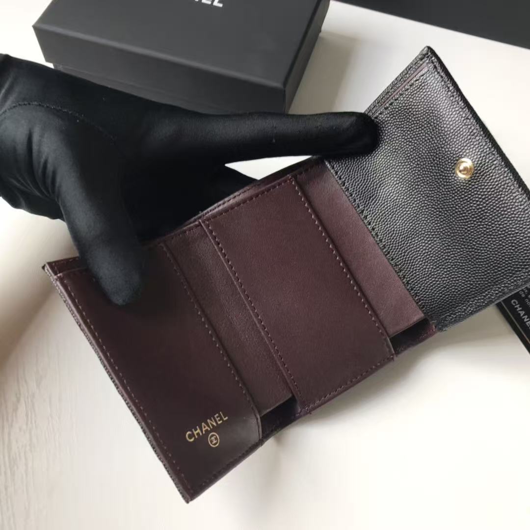 Chanel Caviar Quilted CompactFlap Wallet Black