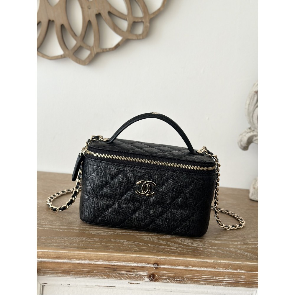 Chanel 25c Top Handle Slim Vanity Case w/ Chain