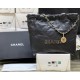 Chanel Shiny Calfskin Small Chanel 22 Black 24K ball patterned shopping bag