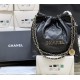 Chanel Shiny Calfskin Small Chanel 22 Black 24K ball patterned shopping bag