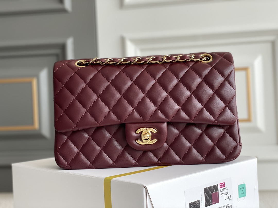 Chanel Lambskin Quilted Medium Double Flap Wine Red Chanel Lambskin Quilted Medium Double Flap Wine Red