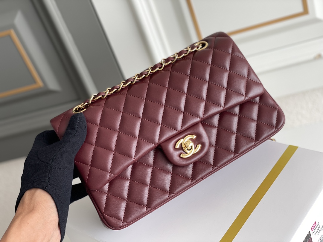 Chanel Lambskin Quilted Medium Double Flap Wine Red Chanel Lambskin Quilted Medium Double Flap Wine Red