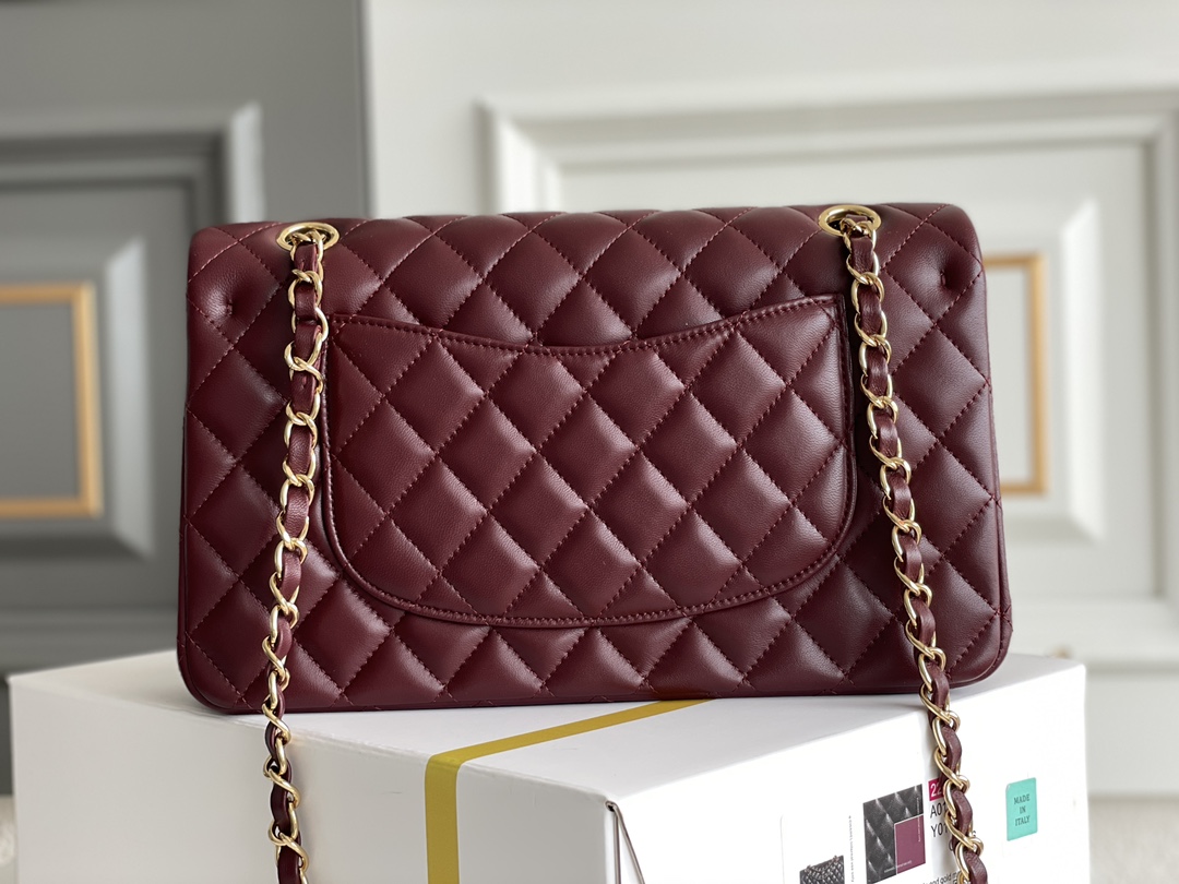 Chanel Lambskin Quilted Medium Double Flap Wine Red Chanel Lambskin Quilted Medium Double Flap Wine Red