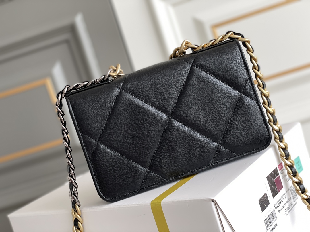 Chanel1 Lambskin Quilted Chanel 19 Wallet On Chain WOC Black Chanel1 Lambskin Quilted Chanel 19 Wallet On Chain WOC Black