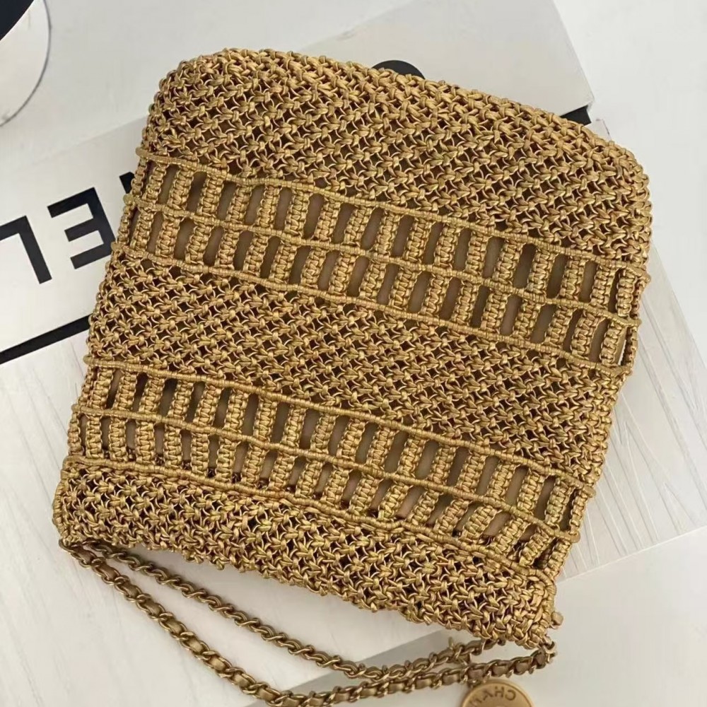 Chanel Mini 23 Bag Metallic Gold Macrame Calfskin Gold Hardware