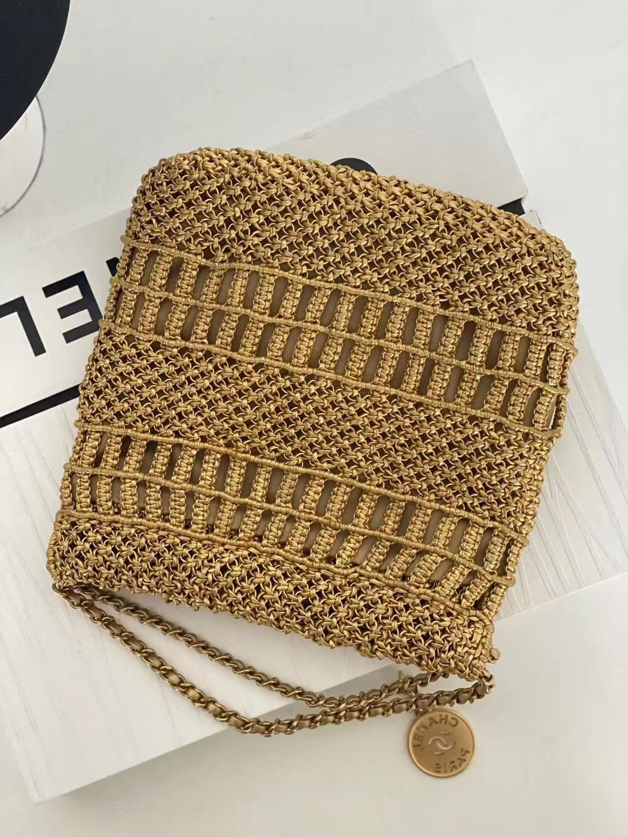 Chanel Mini 23 Bag Metallic Gold Macrame Calfskin Gold Hardware Chanel Mini 23 Bag Metallic Gold Macrame Calfskin Gold Hardware