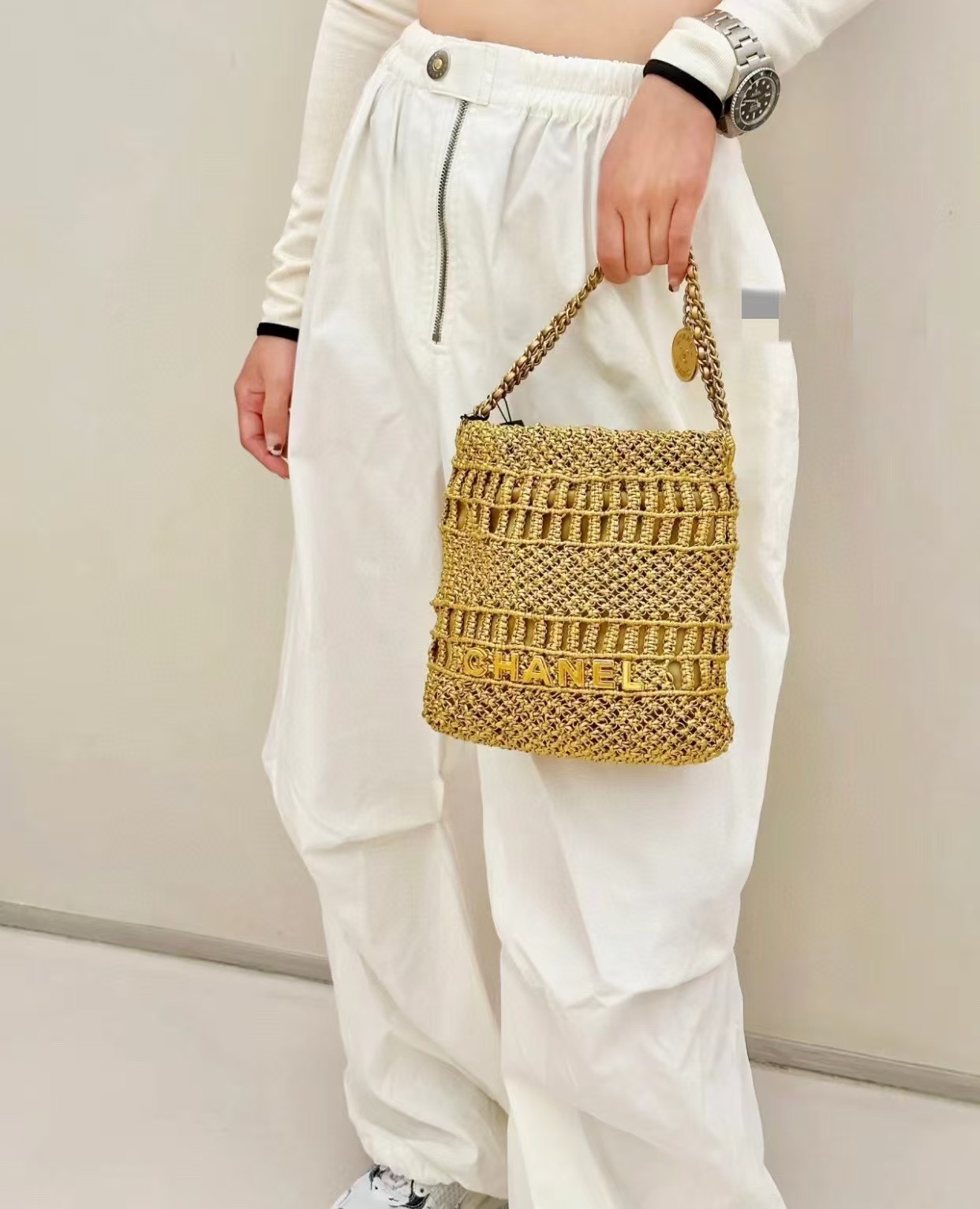 Chanel Mini 23 Bag Metallic Gold Macrame Calfskin Gold Hardware Chanel Mini 23 Bag Metallic Gold Macrame Calfskin Gold Hardware