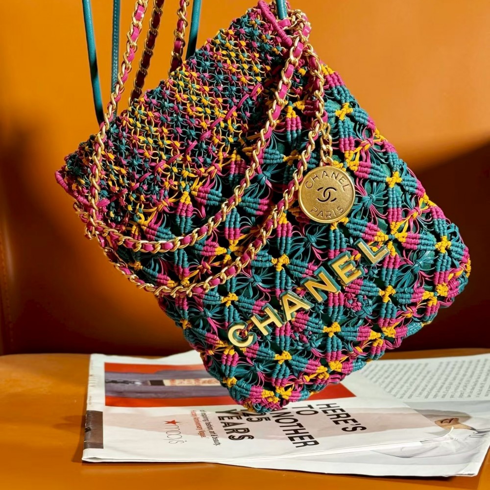 Chanel Mini 23 Bag Metallic Gold Macrame Calfskin Gold Hardware