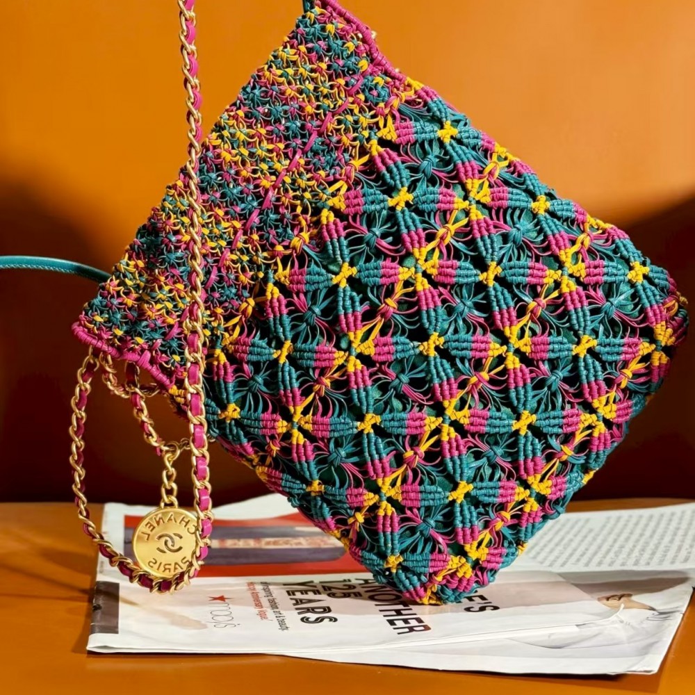 Chanel Mini 23 Bag Metallic Gold Macrame Calfskin Gold Hardware