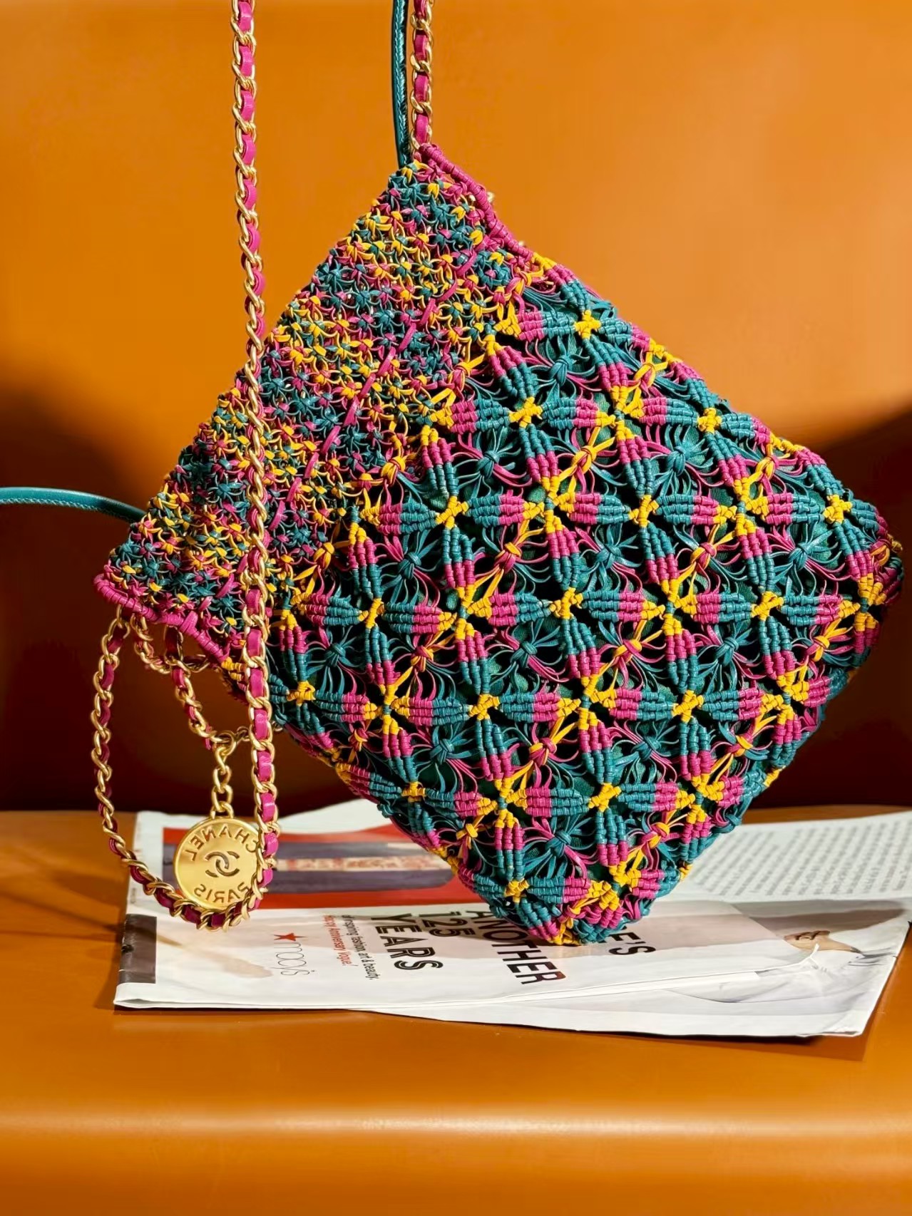 Chanel Mini 23 Bag Metallic Gold Macrame Calfskin Gold Hardware