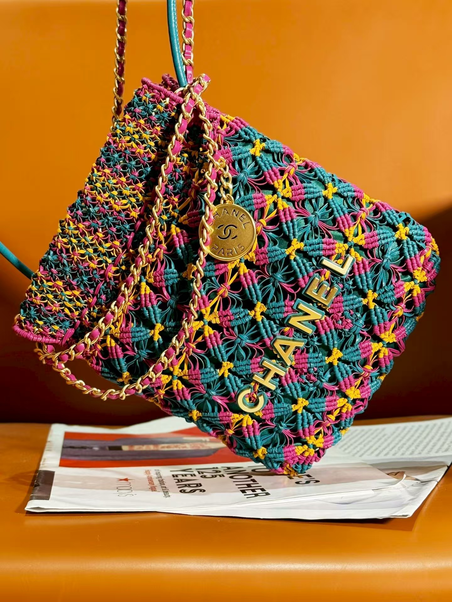 Chanel Mini 23 Bag Metallic Gold Macrame Calfskin Gold Hardware