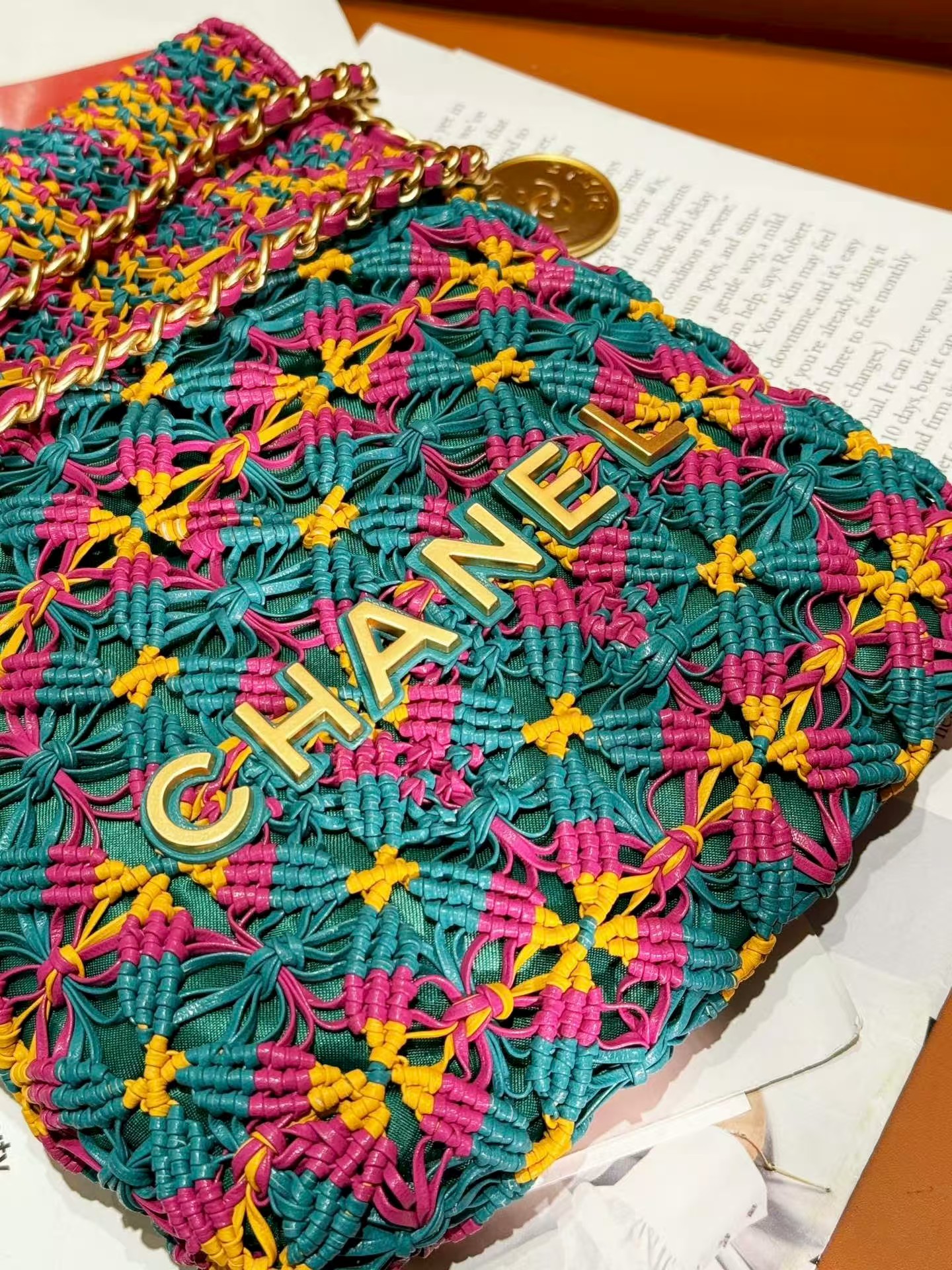 Chanel Mini 23 Bag Metallic Gold Macrame Calfskin Gold Hardware