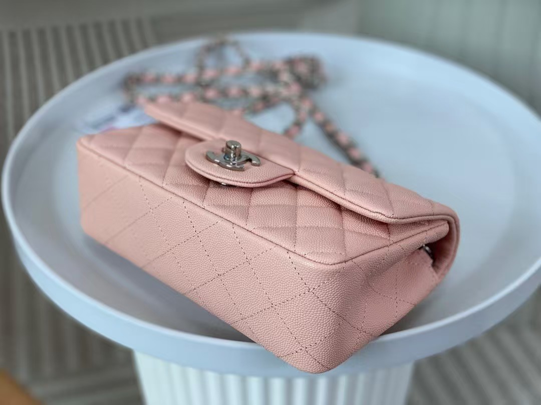 CHANEL Caviar Quilted Mini Square Flap Pink