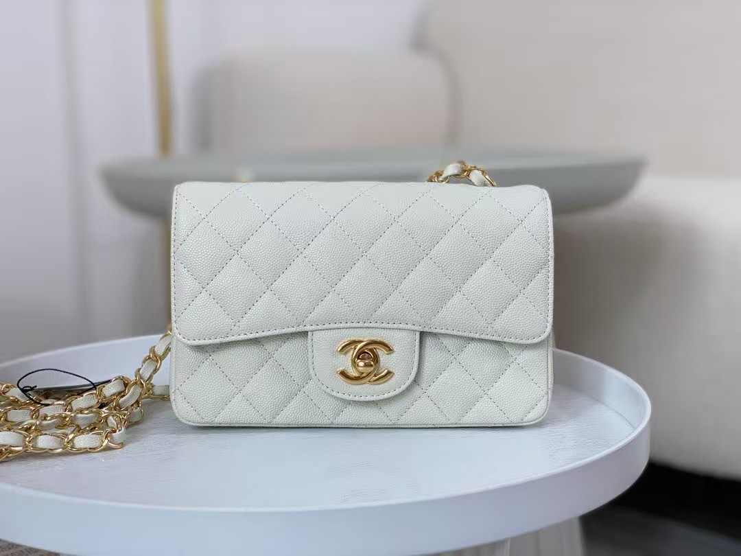 CHANEL Caviar Quilted Mini Square Flap Pink