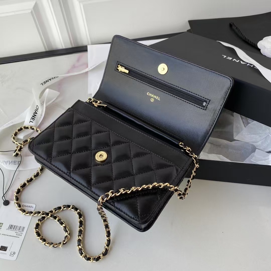 Chanel Classic Wallet On Chain-Black Crossbody Bags