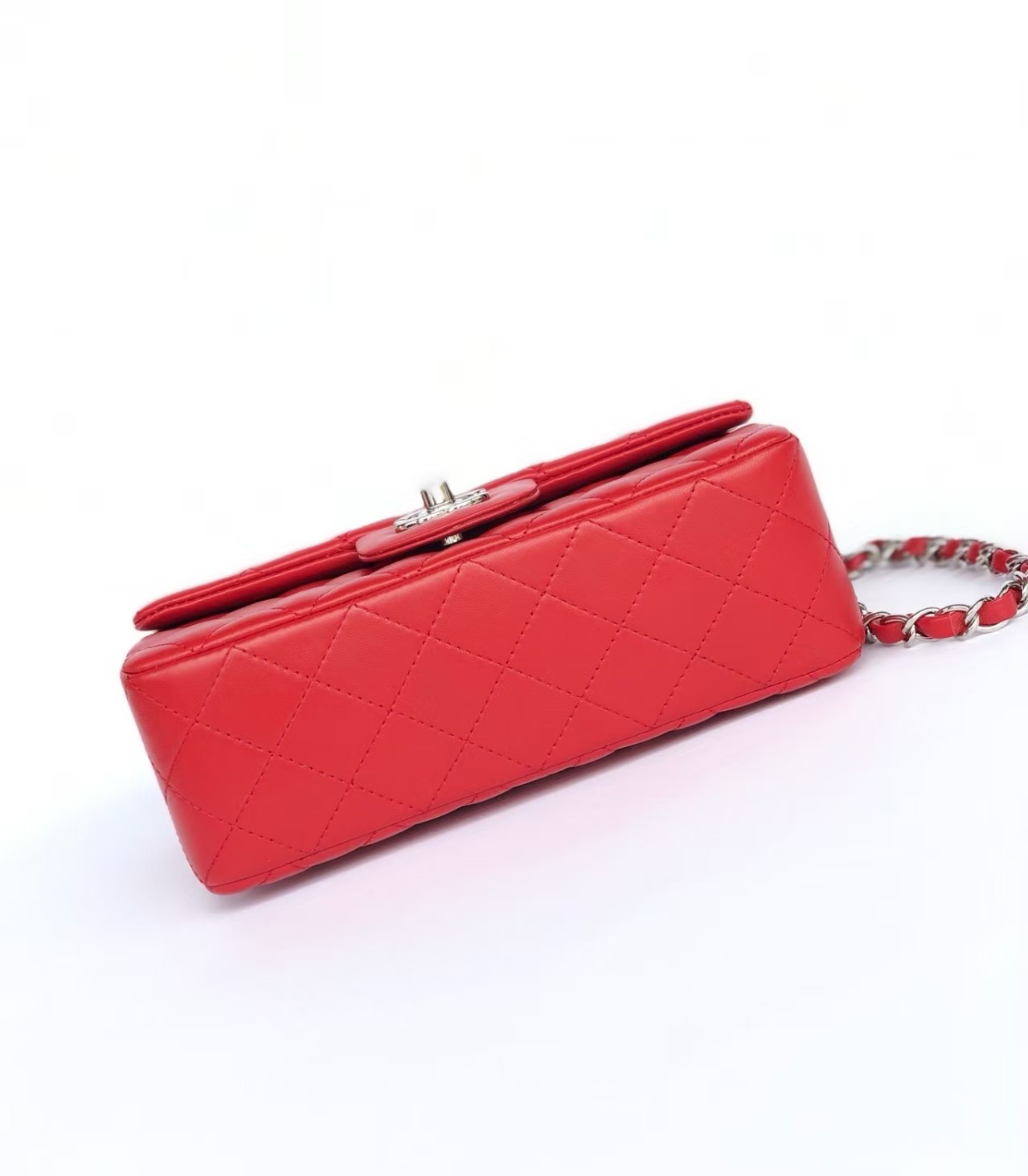 Chanel Red Lambskin Leather Classic Rectangular Mini Flap Bag Chanel Red Lambskin Leather Classic Rectangular Mini Flap Bag