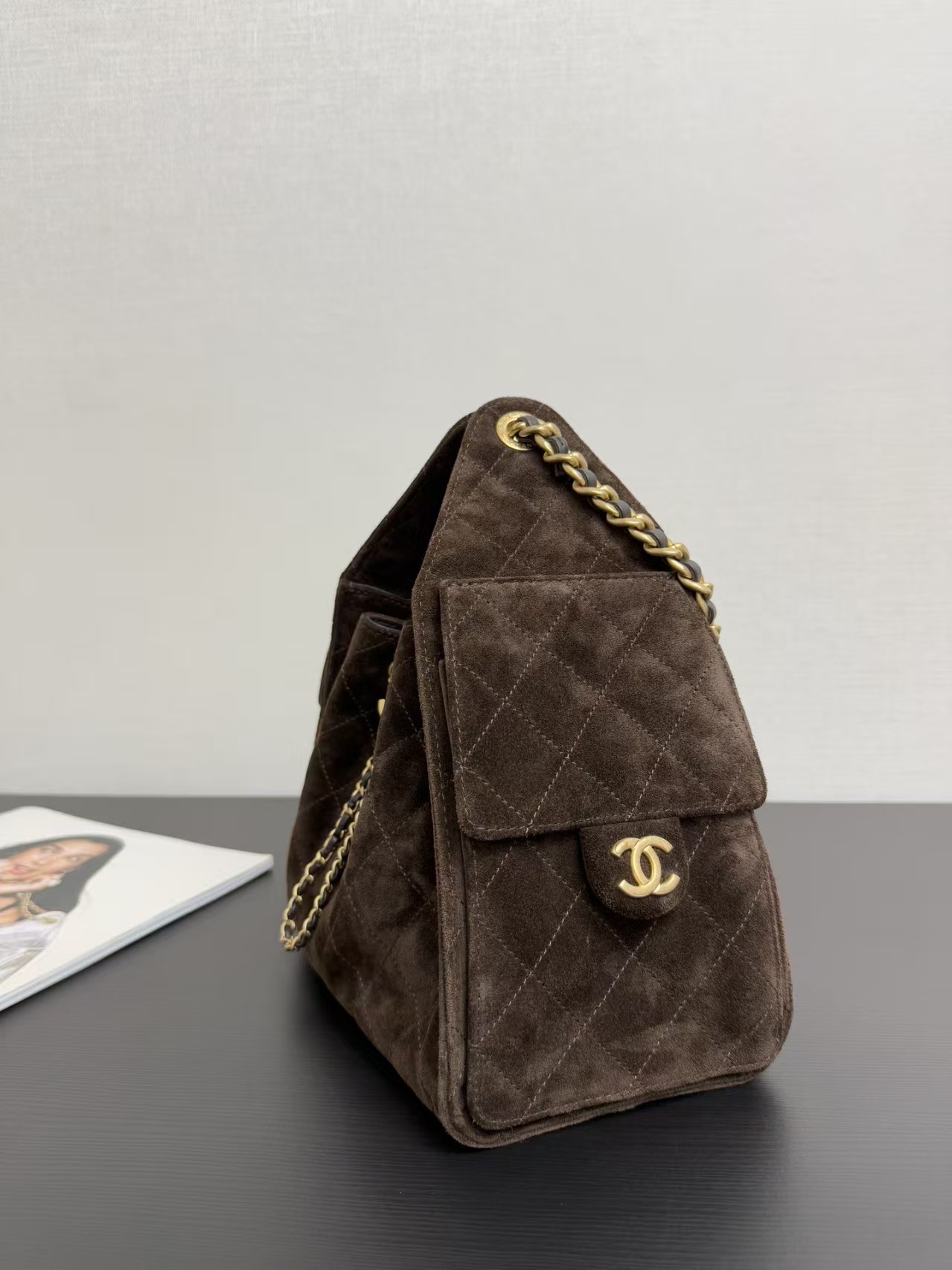 Saint Laurent Large Niki Rouan Fur Chain Bag