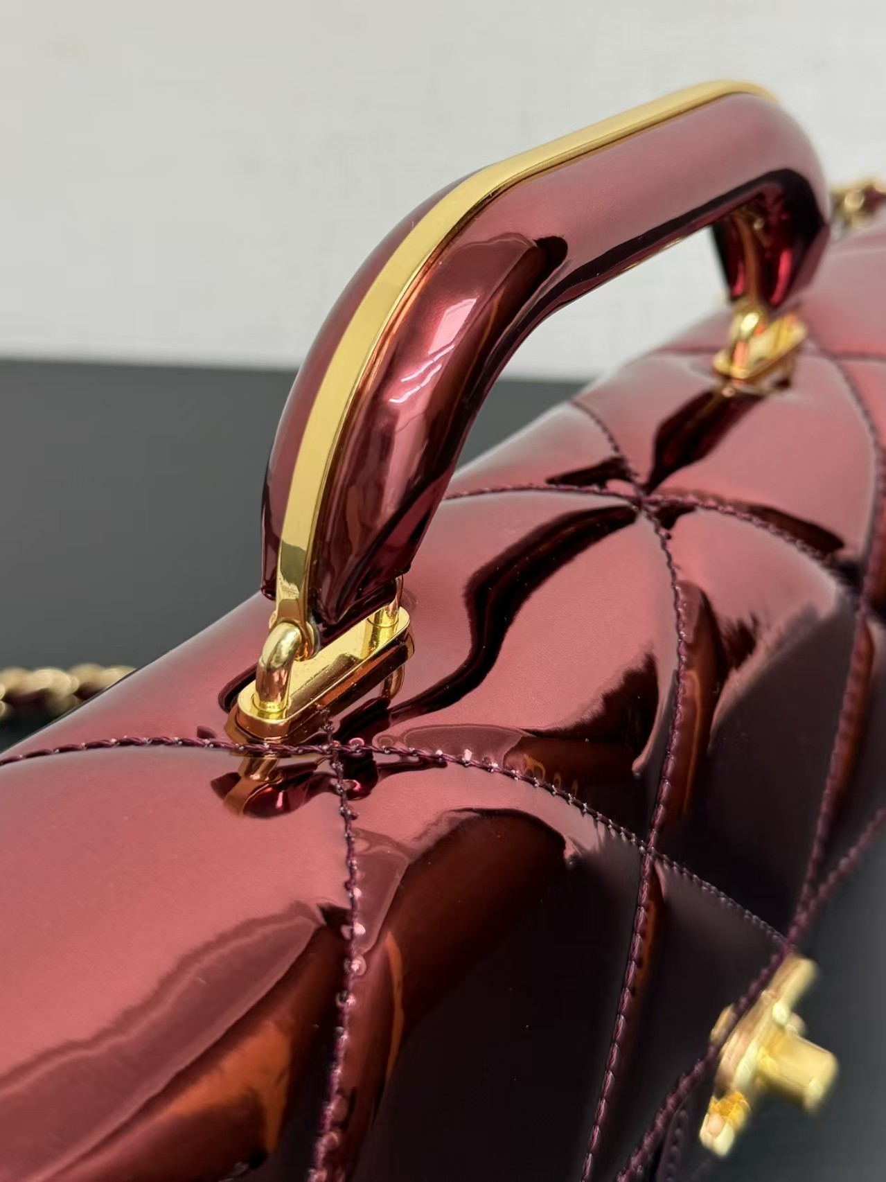 Chanel 25K chain runway tote bag Burgundy