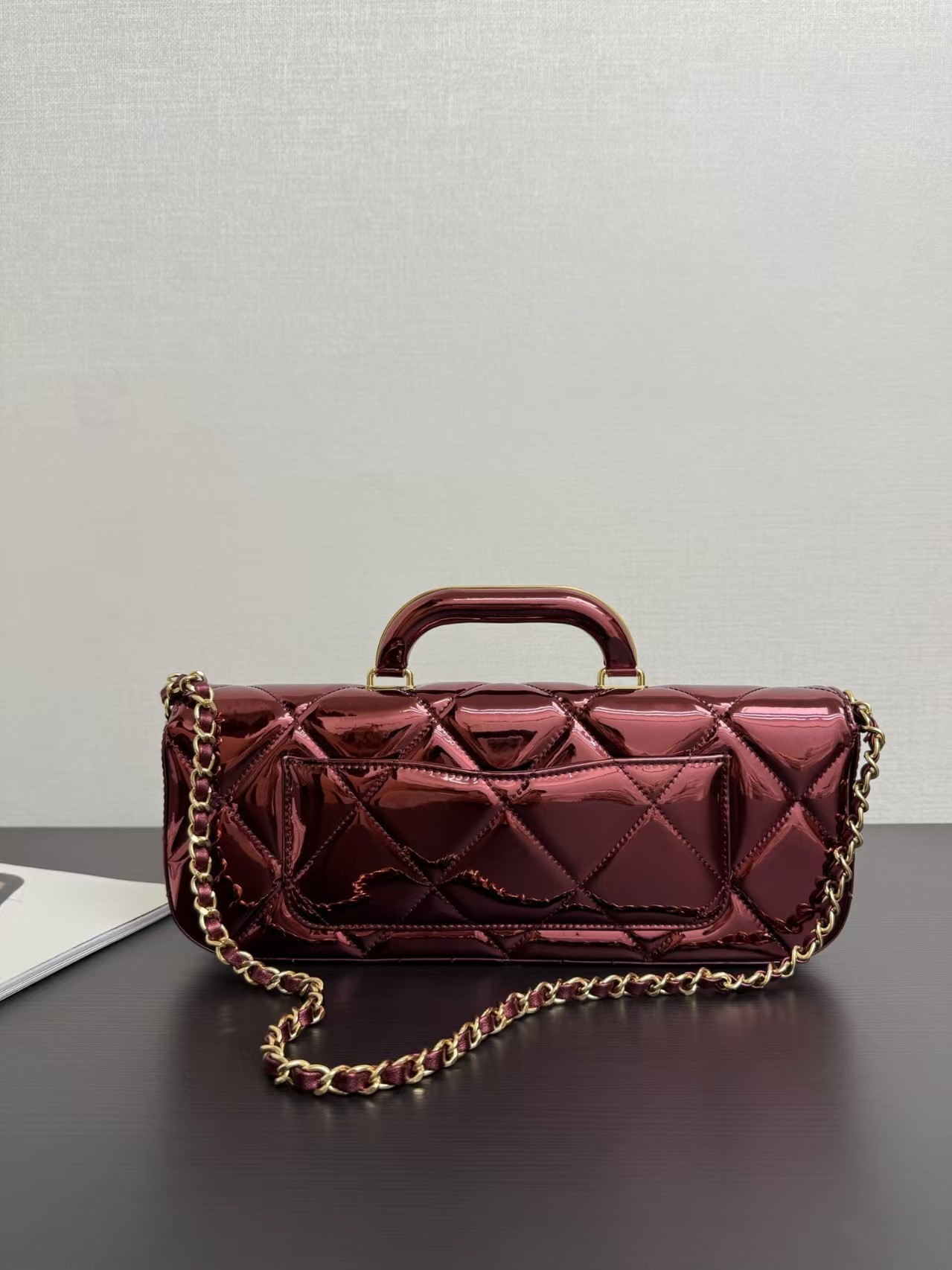 Chanel 25K chain runway tote bag Burgundy