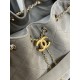 Chanel 25c HOBO Bag Caviar Quilted Handbag Large Grey Suede