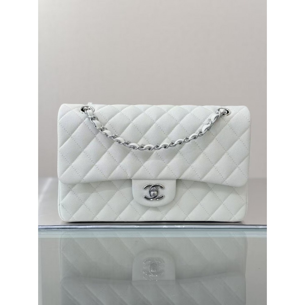 Chanel white Jumbo DoubleFlap Caviar Bag 