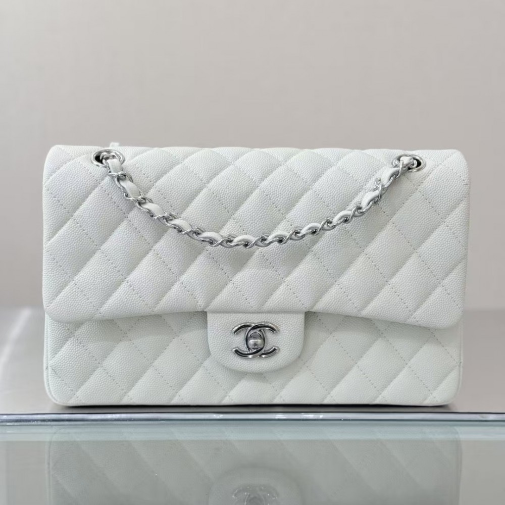Chanel white Jumbo DoubleFlap Caviar Bag 