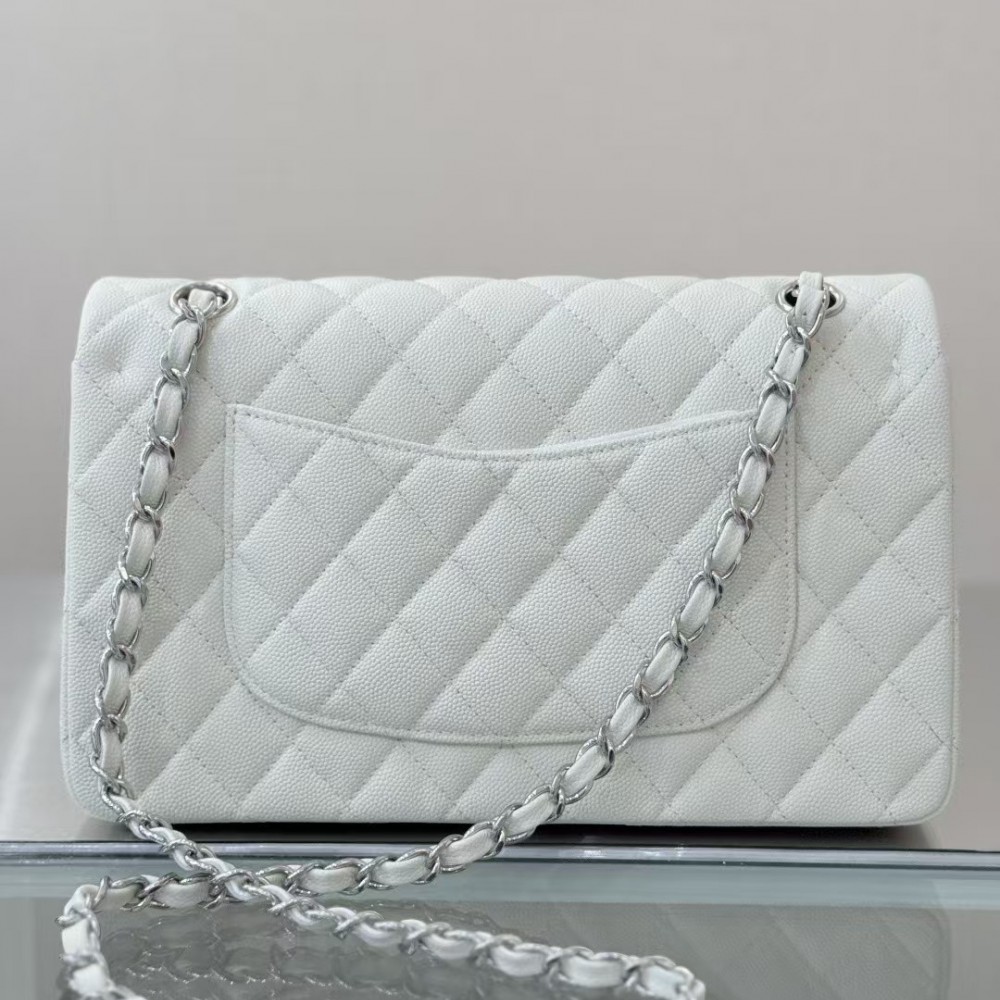 Chanel white Jumbo DoubleFlap Caviar Bag 