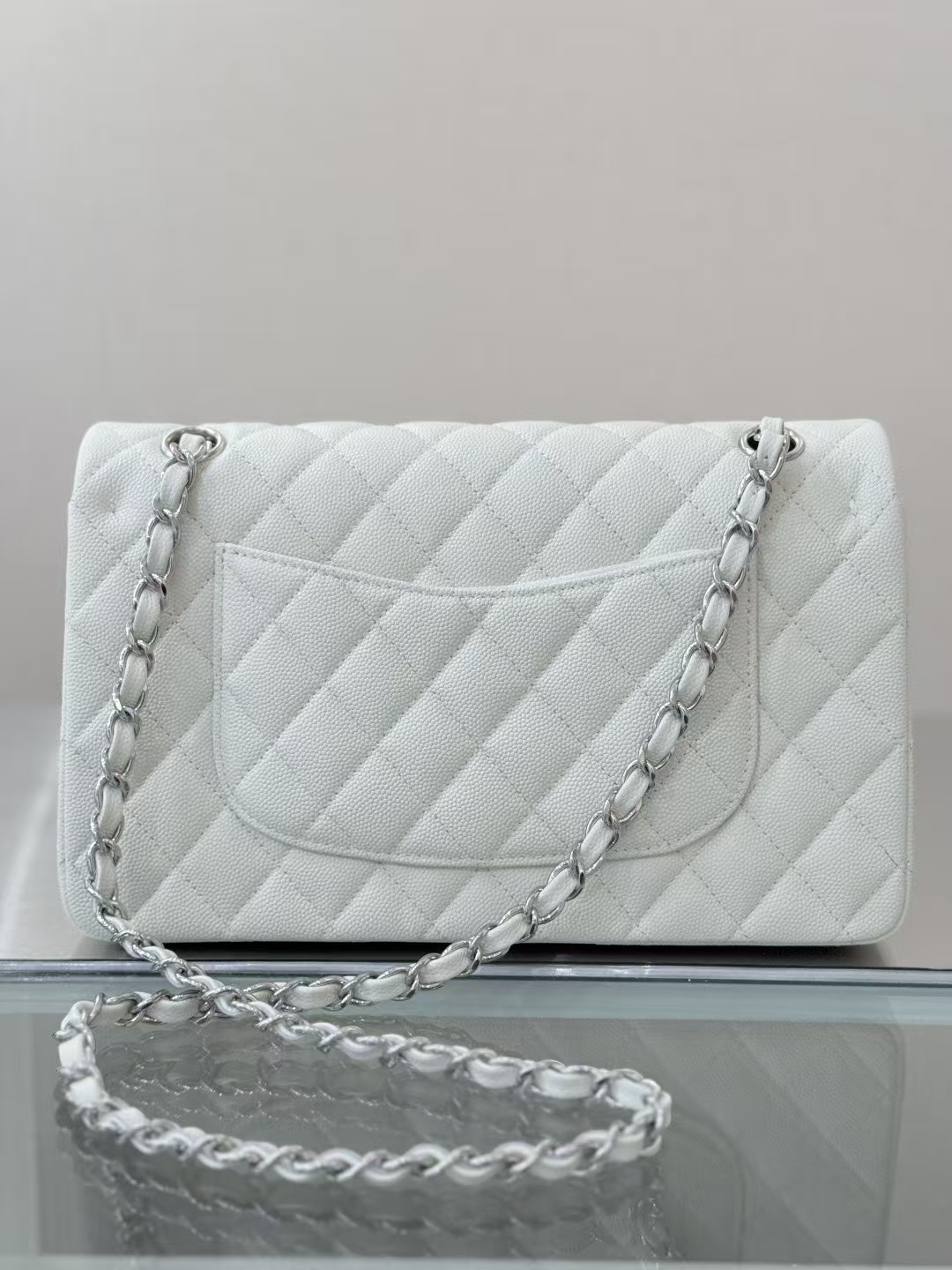 Chanel white Jumbo DoubleFlap Caviar Bag 