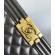 Chanel Large BOY CHANEL Handbag Grained Calfskin & Gold-Tone Metal Black Medium