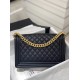 Chanel Large BOY CHANEL Handbag Grained Caviar & Gold-Tone Metal Black Medium