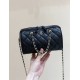 Chanel Caviar Quilted Barrel Clutch With Chain Black Bag