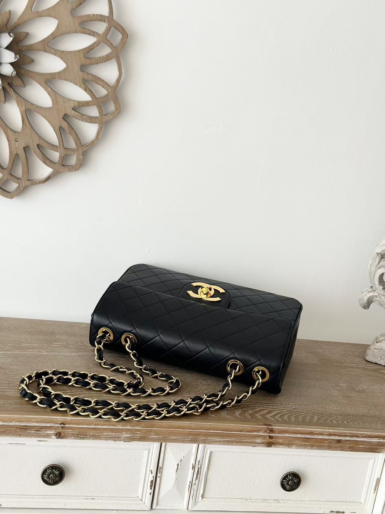 Chanel Vintage Black Quilted Lambskin XL/Jumbo Flap Bag