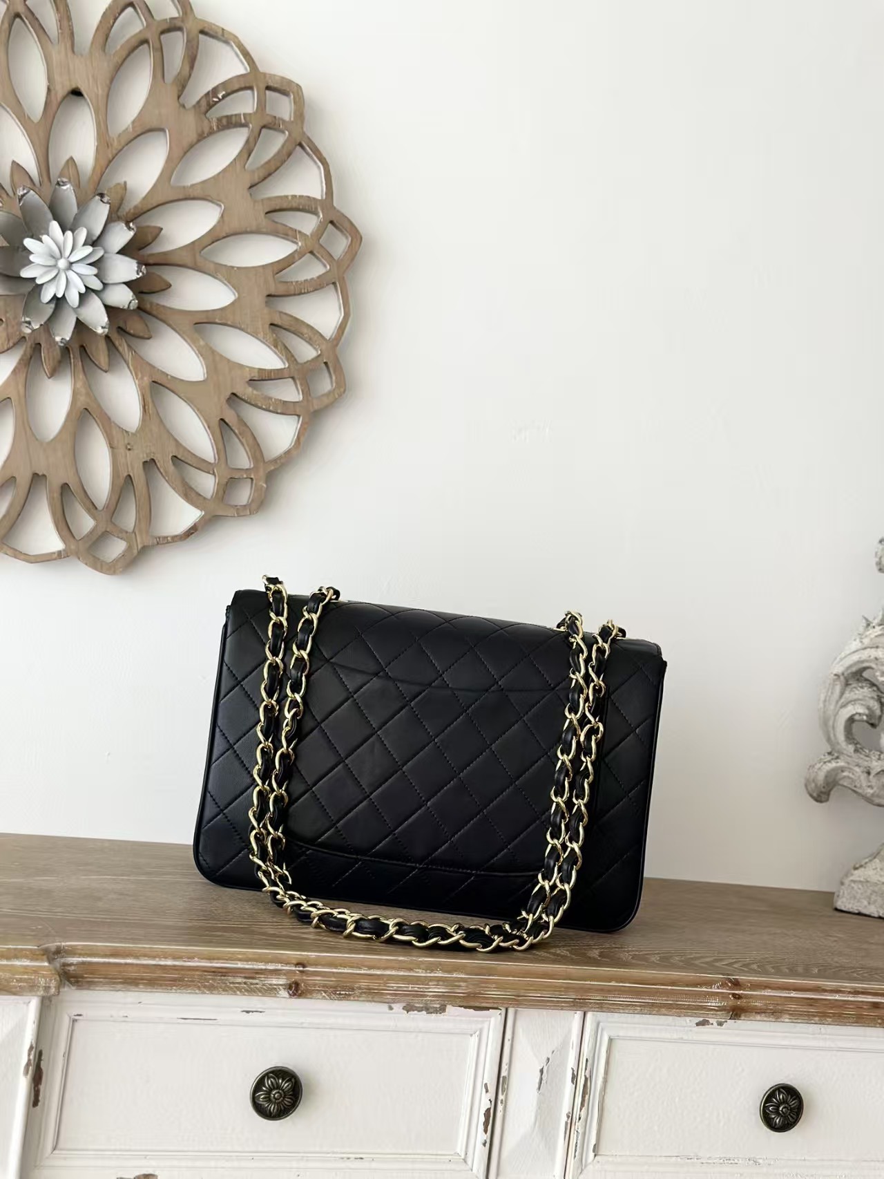 Chanel Vintage Black Quilted Lambskin XL/Jumbo Flap Bag