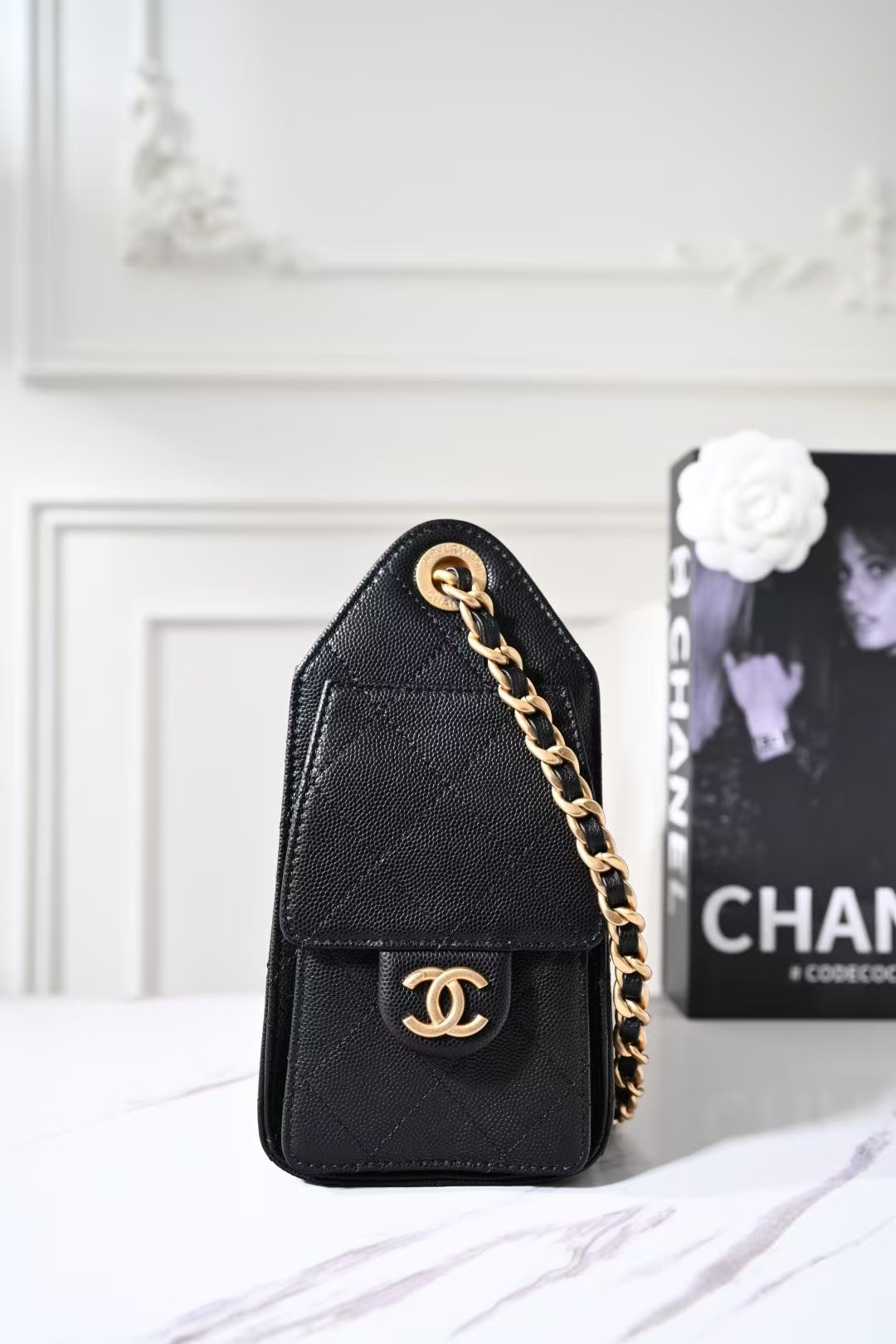Chanel 26P Black Quilted Caviar Mini Chanel 25 Hobo