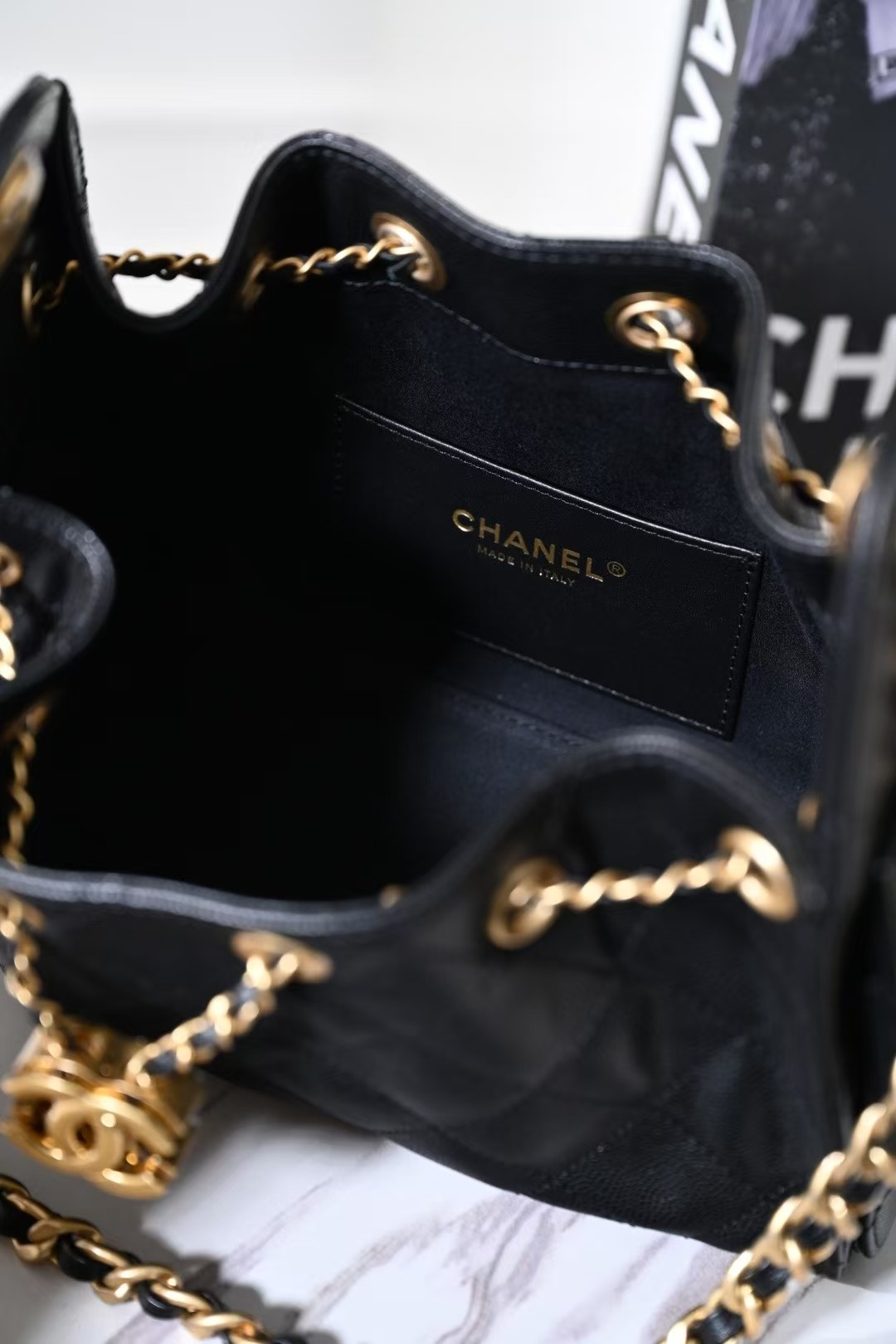 Chanel 26P Black Quilted Caviar Mini Chanel 25 Hobo