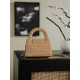 CHANEL Braided Raffia Mini Shopping Bag Braided Raffia & Gold-Tone Metal  Dark Beige