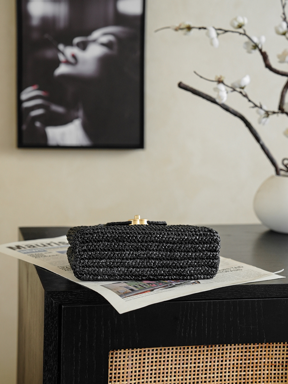 CHANEL Braided Raffia Mini Shopping Bag Braided Raffia