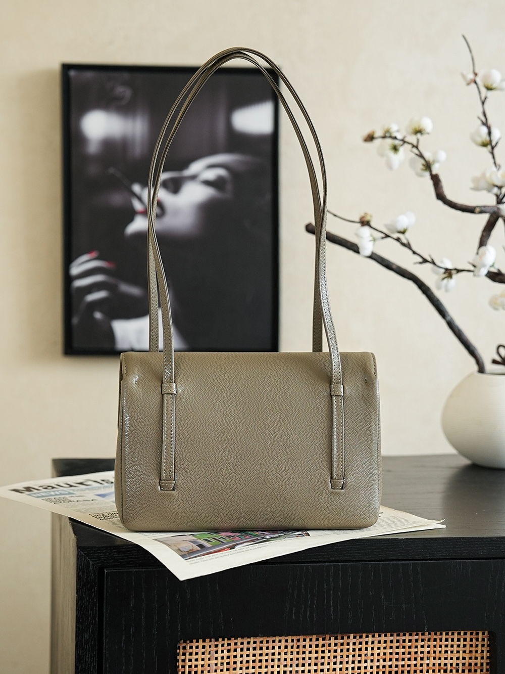 Chanel Small Flap Bag Grained Shiny Calfskin&Gold Tone Metal Grey