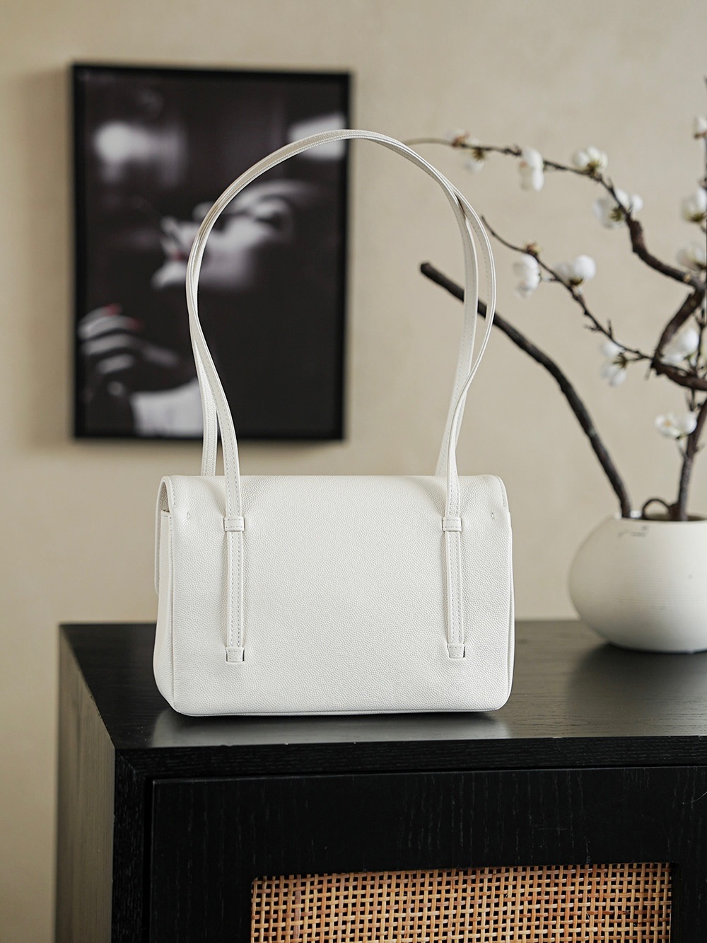 Chanel Small Flap Bag Grained Shiny Calfskin&Gold Tone Metal White