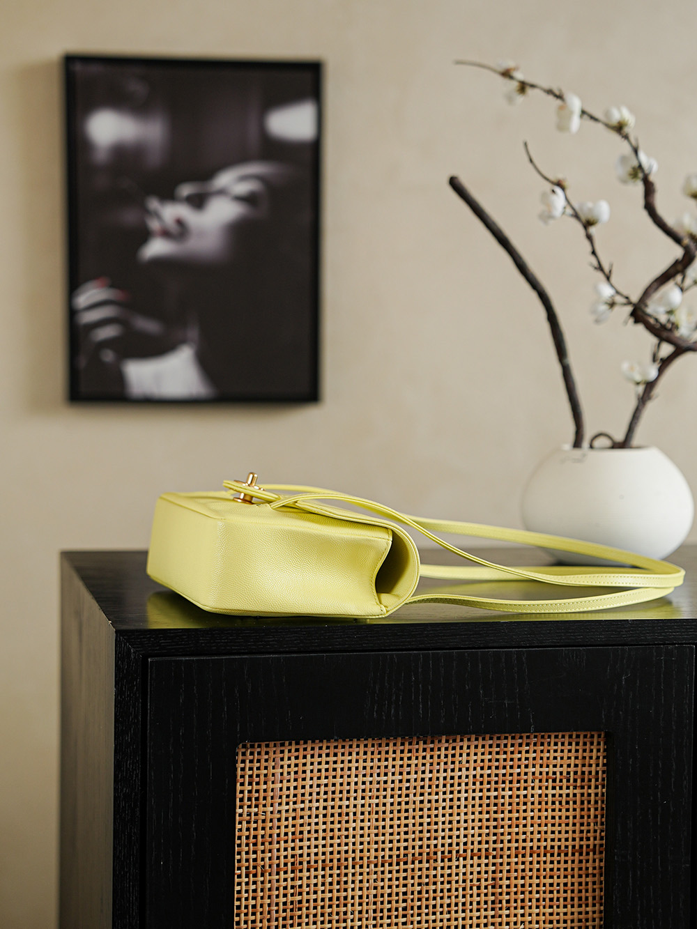Chanel Small Flap Bag Grained Shiny Calfskin&Gold Tone Metal Yellow