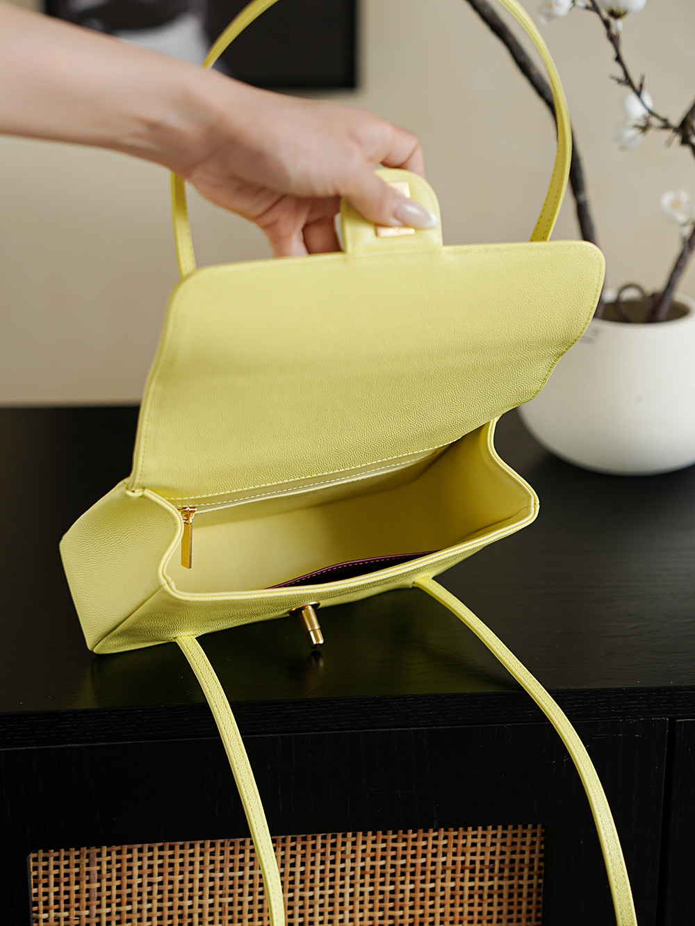 Chanel Small Flap Bag Grained Shiny Calfskin&Gold Tone Metal Yellow