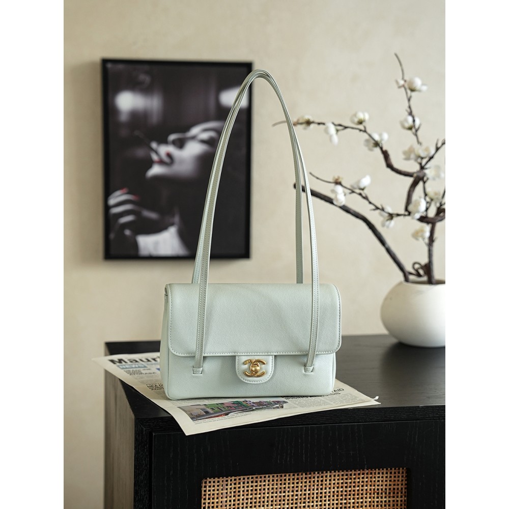 Chanel Small Flap Bag Grained Shiny Calfskin&Gold Tone Metal Light Green